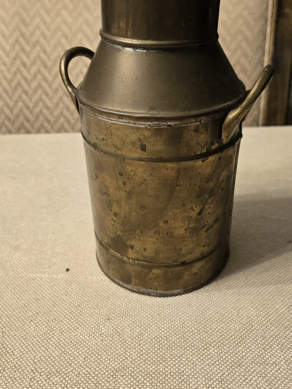 Vintage Heavy Patina Brass Mini Milk Can/ Bud Vase